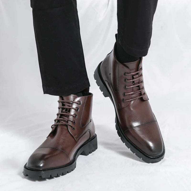 Xajzpa Men's short boots winter fashion new comfortable Amazon tight lace shoes old-fashioned business men's casual fashion shoes