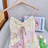 Xajzpa Fashion Printed Patchwork Dress Women's Camisole Stretch Lace Fishtail Dresses 2025 Summer New Tide