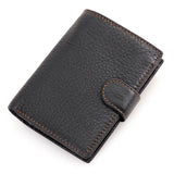 Xajzpa High Quality Genuine Leather Card Wallet Men Women RFID Genuine Leather Short Wallet Multi Cards Slots Button Man Purse
