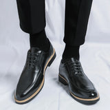 Xajzpa High end Brand Men's Shoes Formal Lace Sharp Smooth Casual Fashion Classic Elegant Business Leather Shoes