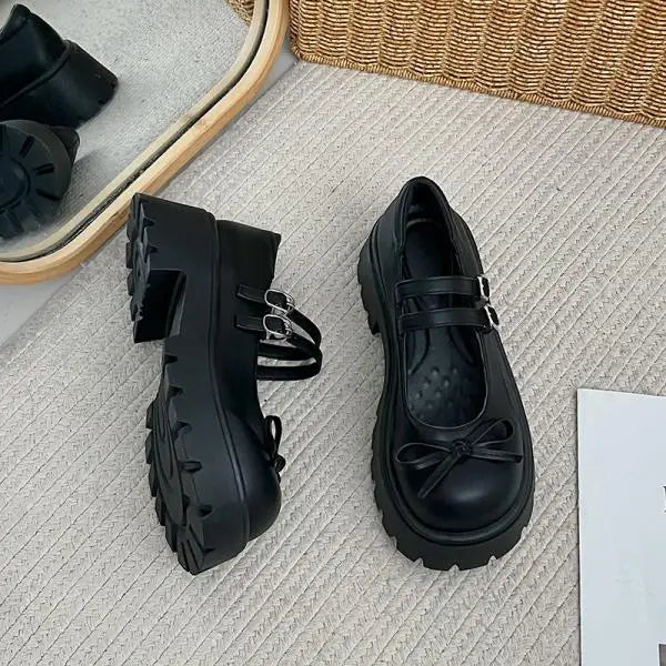 Xajzpa Shoes Shallow Mouth Oxfords Women's All-Match Round Toe Female Footwear Casual Sneaker Clogs Platform Bow-Knot New Comfortable R