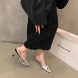 Xajzpa New Women's High Heel Shoes Fashion Slip-on Women's High Heels Pumps Solid Office and Career Sexy Pointed Toe Heeled Sandals