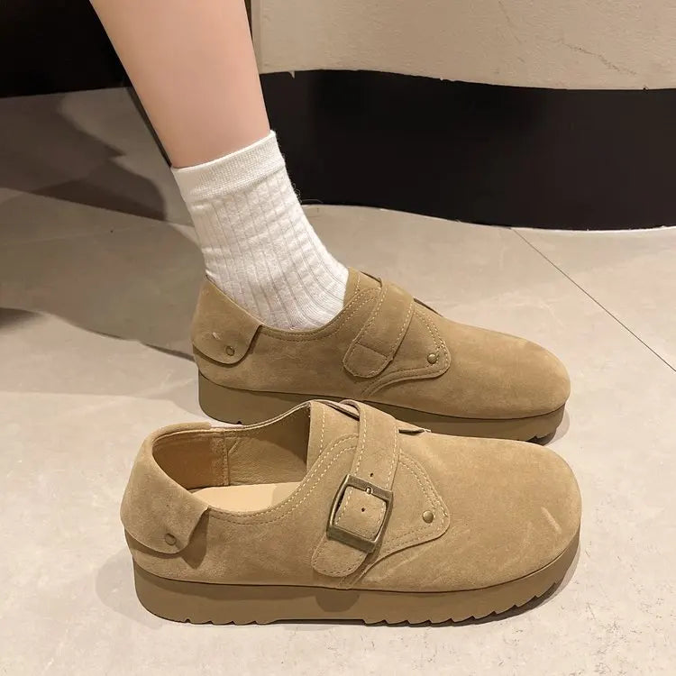 Xajzpa Slip On Shoes For Women Loafers With Fur Clogs Platform Female Footwear Autumn Slip-on New Creepers Dress Fall Shoes Woman