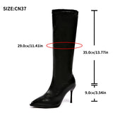 Xajzpa Winter New Fashion Knee-High Boots Women Pointed Toe Elegant Thin High Heel Casual Ladies Pumps Shoes Long Botas Mujer