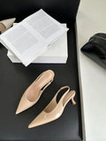 Xajzpa Leather Sandals Women Open Shoes Heel Shallow Mouth Suit Female Beige Comfort Closed Pointed Girls Clear Low Spring Fashion