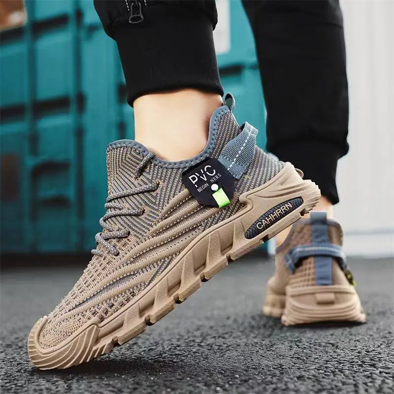 Xajzpa New Men's Shoes Flying Woven Mesh Sports Breathable Light Casual Sports Running Soft Sole Travel Shoes Sneakers Off White Shoes
