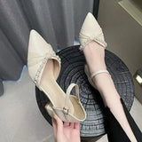 Xajzpa Summer Pointed Heel Sandals Mary Jane Comfort Shoes for Women Suit Female Beige Med Espadrilles Platform Girl