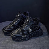 Xajzpa Fashion Platform Sneakers for Women Winter Thick Bottom Lace Up Walking Shoes Ladies Comfort Non Slip Sports Warm Cotton Shoes