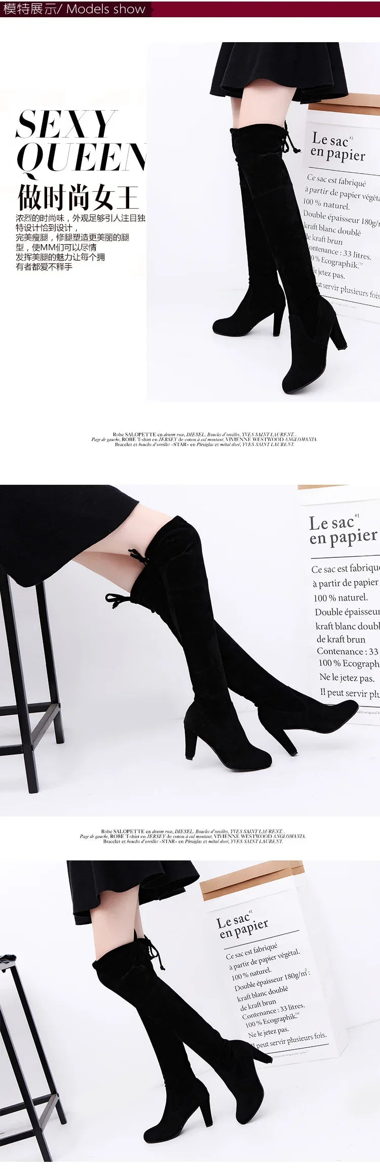 Xajzpa Autumn ladies Over the Knee Boots Outdoor thick heeled non slip shoe Fashion comfortable long boot New casual women's shoes