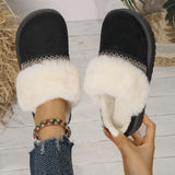 Xajzpa Winter Women Short Plush Warm Snow Boots Casual Cotton half slippers Suede Fur Chelsea Ankle Boots Flats Platform Shoes Botas