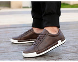 Xajzpa Men's Casual Leather Shoes for Men Fashion Four Seasons Breathable Lace-up Athletic Shoes Shallow Skate Shoes Large Sizes 38-48