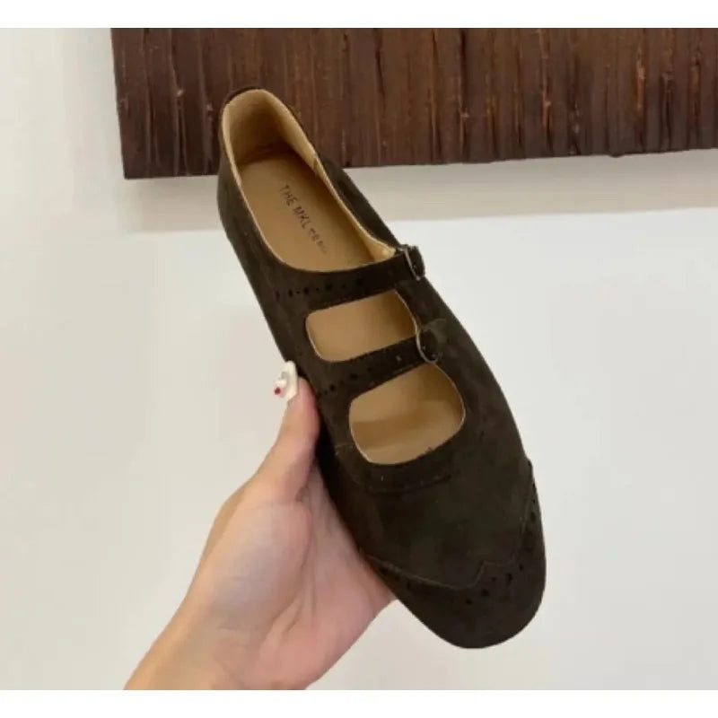 Xajzpa New Mary Janes Flats Shoes Ballet Casual Sneakers Women Sandals Loafers Trend Shallow Dress Suede Comfort Zapatos Mujer