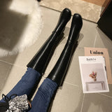 Xajzpa Winter Cotton Women Knee High Boots Fashion Zippers Ladies Elegant Low Heel Long Booties Soft Leather Women's Footwear