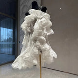 Xajzpa Fashion Solid Color Dress Women's Slash Neck Short Sleeve Mesh Casual Dresses 2025 Summer New Tide