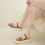 Xajzpa String Bead Shoes House Slippers Platform Slides Slipers Women House Slippers Platform Shoes String Bead Slides Slipers Wom