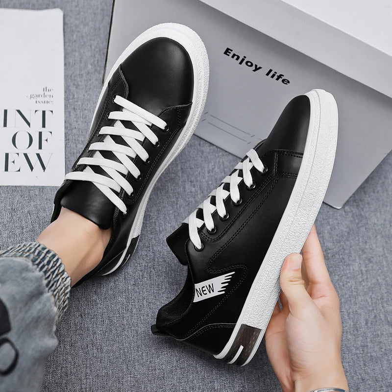 Xajzpa High Quality Men's Leather White Shoes Formal Shoes 2025 Summer Men's Street Wear Office Classic Style Casual Outdoor Flat Shoes