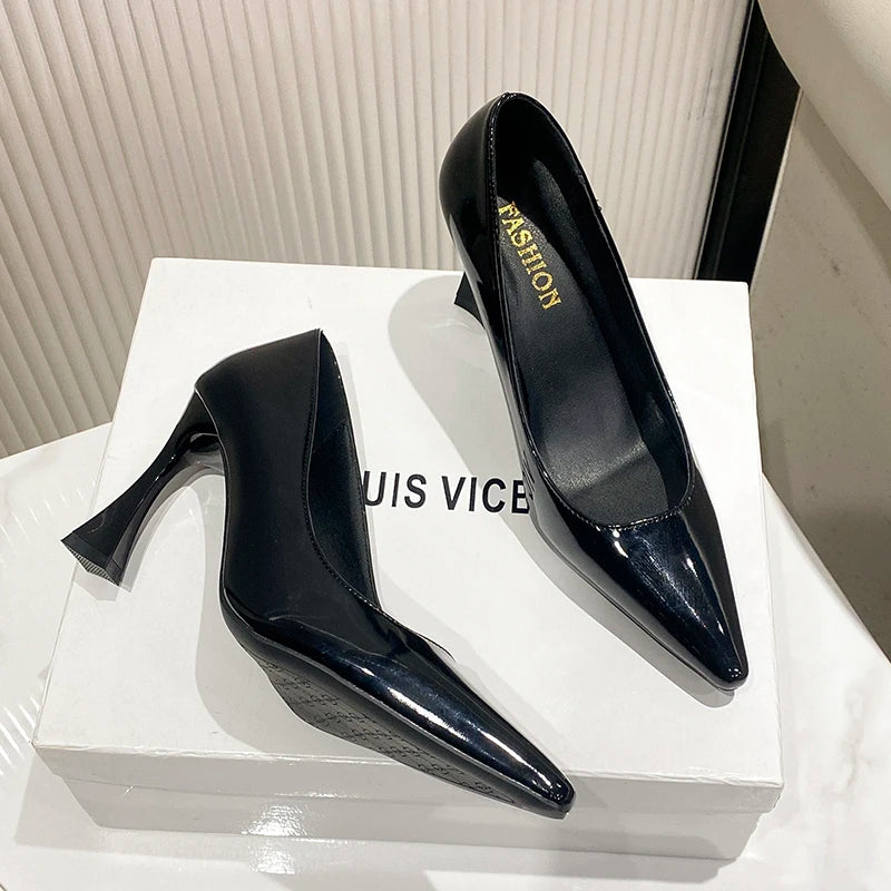 Xajzpa New Style Women's Fashion Leopard Ladies Slip on Women's High Heels Fashion Party Pumps Women Pointed Toe Super High Shoes Women