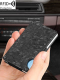 Xajzpa Carbon Fiber Forged Aluminum Credit Card Holder Wallet RFID Women's and Men's Intelligent Pop-up Wallet Black Metal Wallet