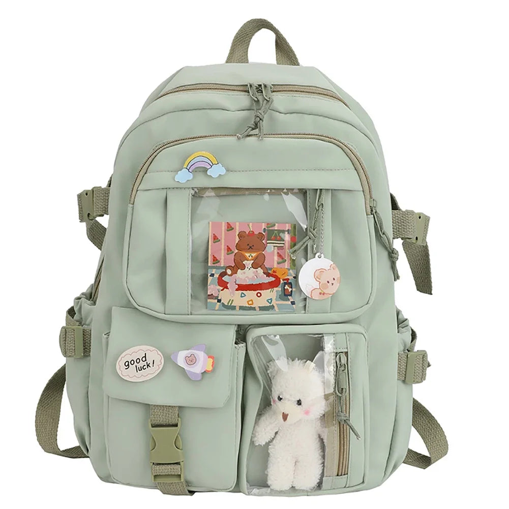 Xajzpa BACK TO SCHOOL Japanese Girls Aesthetic Backpack Cute School Bags For Student Teens Girls Pockets Kawaii Women Laptop Backpack Harajuku Mochila