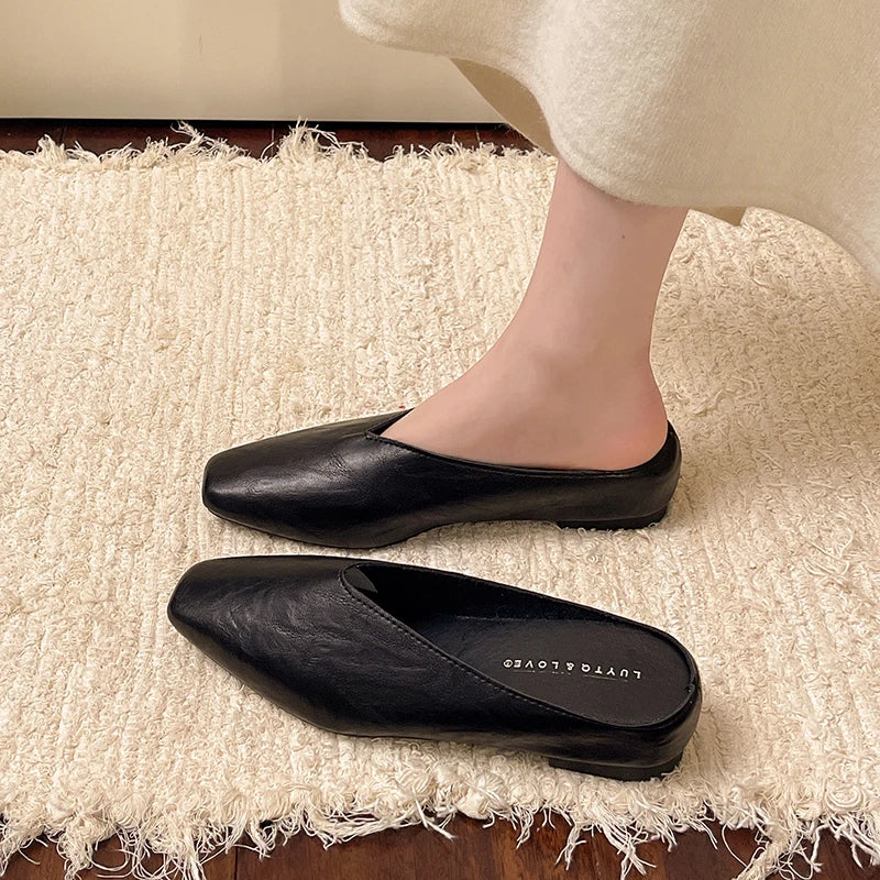 Xajzpa Summers New Style Women Slippers Square Toe Elegant Sandals Women Luxury Designer Shoes Comfortable Slip on Slipper Slides Women