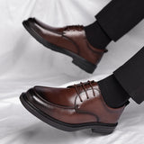 Xajzpa genuine leather fashionable casual men's classic business Oxford shoes versatile men's shoes wedding retro leather shoes