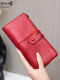 Xajzpa RFID Women's Long Wallet PU Leather Handbag with Multiple Card Slots, Coin Zipper Wallet, Women's Mobile Wallet