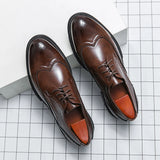 Xajzpa British style men's leather shoes, formal Oxford footwear quality breathable and comfortable wedding shoes