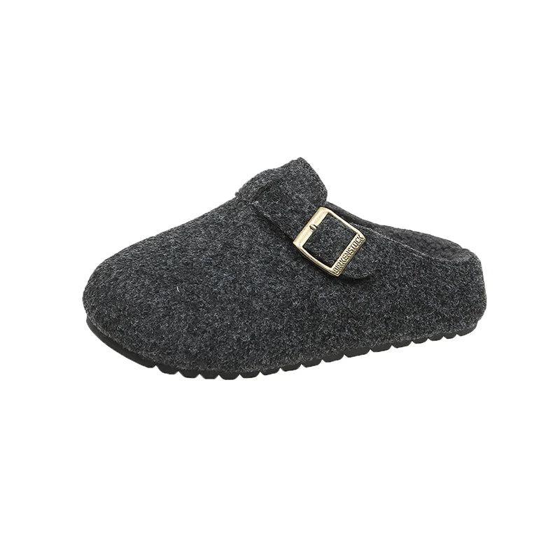 Xajzpa Women's Cotton Cloth Clogs Cork Footbed Leather Mules Slippers Comfortable Fashion Potato Shoes Arch Support Cotton Slippers
