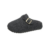Xajzpa Women's Cotton Cloth Clogs Cork Footbed Leather Mules Slippers Comfortable Fashion Potato Shoes Arch Support Cotton Slippers