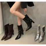 Xajzpa New Style Fashion Women's Black Winter Zipper Warm Plush Ankle Boots Women Square Heel Zip Lady Footwear Shoes Super Big Size