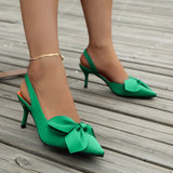 Xajzpa Sandals Summer Women Luxury Brand High Heels Sandalias Sexy Pointed Toe Slip on Bow Casual Shoes Office High Heels Women Sandals