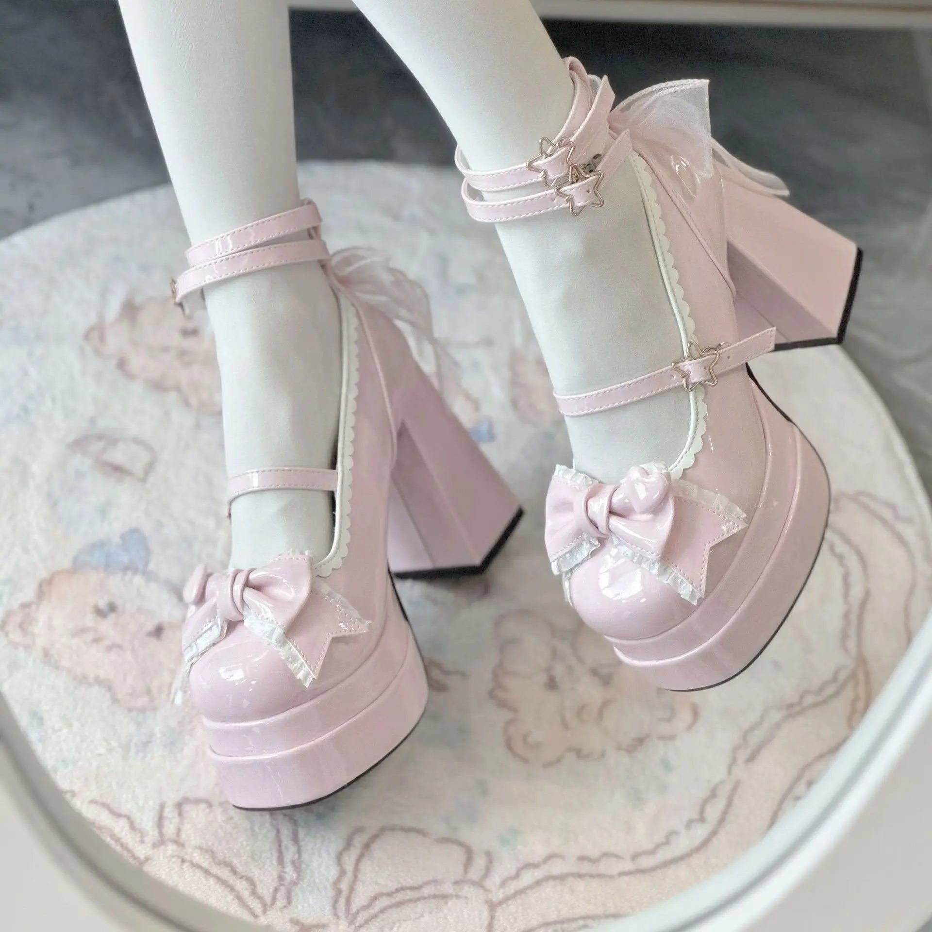 Xajzpa 2025 Christmas Women's Sweet JK Princess Lolita High Heels Girlish Campus Style Leather Shoes
