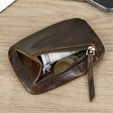 Xajzpa Men Women Genuine Leather Zipper Coin Wallet Cow Leather Mini Short Purse Card Holder Change Purse For Male Female Coins Wallets