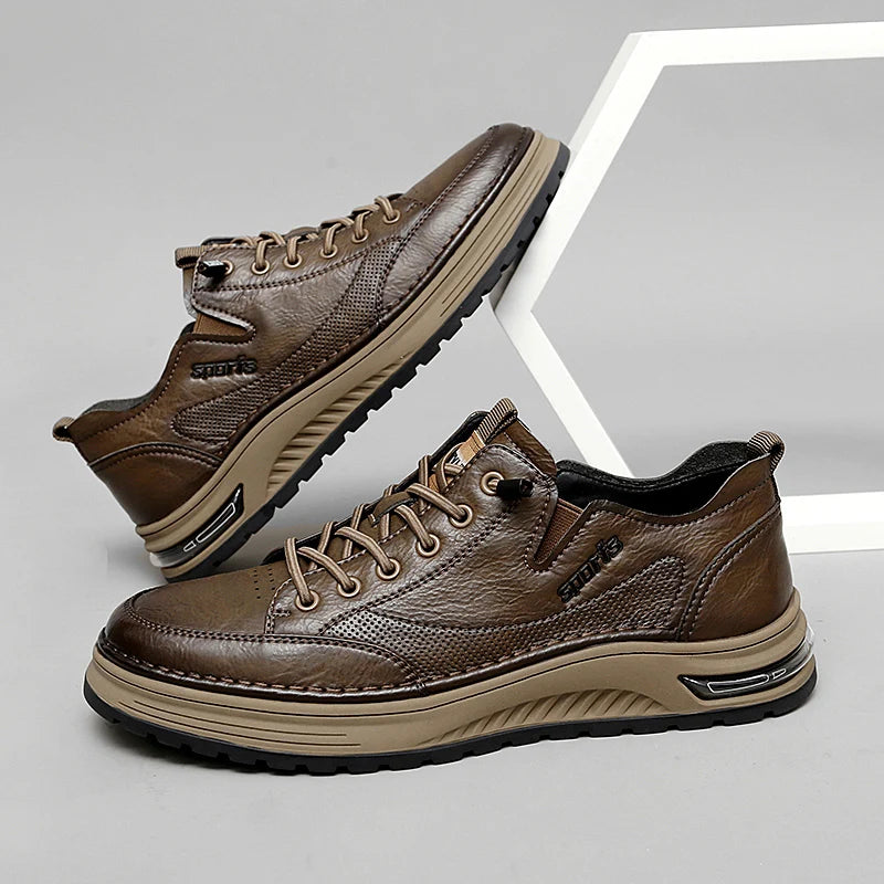 Xajzpa high-quality leather casual fashion luxury brand men's breathable flat shoes with lace Oxford comfortable outdoor running shoes