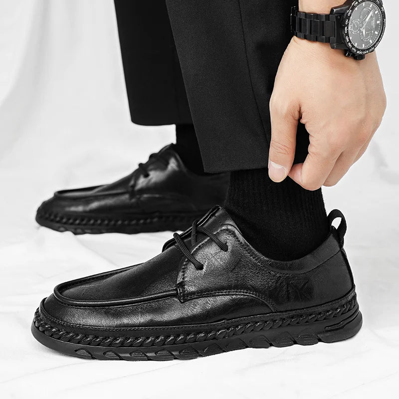 Xajzpa 2025 Brown Suede Derby Shoes Men's Thick Sole Lace-Up Casual Blue Suede Leather Dress Shoes Office High Quality Leather Shoes