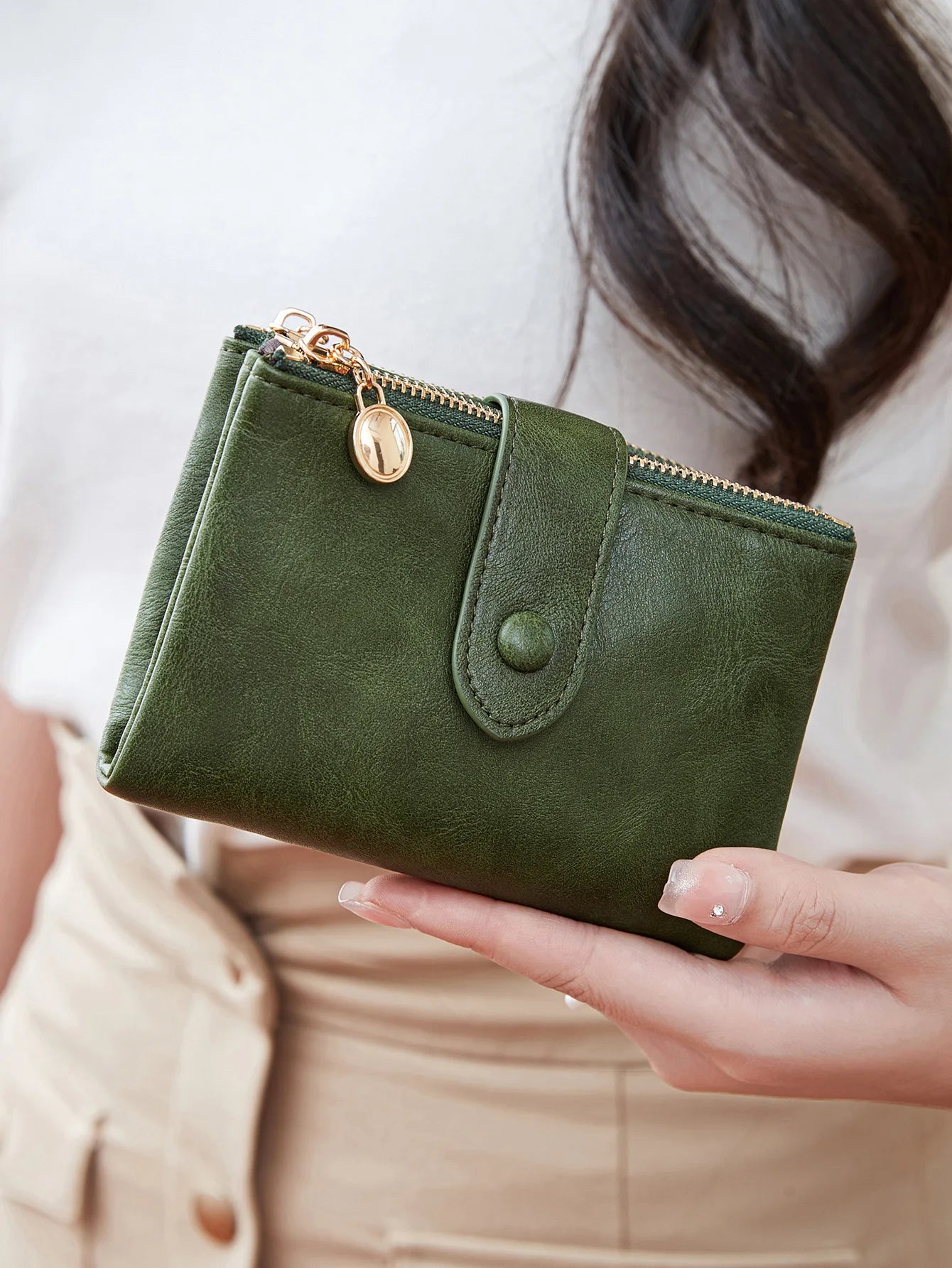 Xajzpa Minimalist Women's Wallet Short Three Layer Large Capacity Double Zipper Card Holder ID Card Credit Bank Card Holder Money Bag