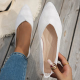 Xajzpa New Women's Pointed Toe Flat Shoes Solid Color Knitted Slip on Ladies Shoes Casual Breathable Ballet Women Flat Shoes Loafers