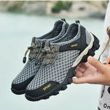 Xajzpa Men Casual Tennis Sneakers Summer Fashion Breathable Mesh Shoes Mens Non-Slip Hiking Shoes Sneaker for Men Climbing Trekking