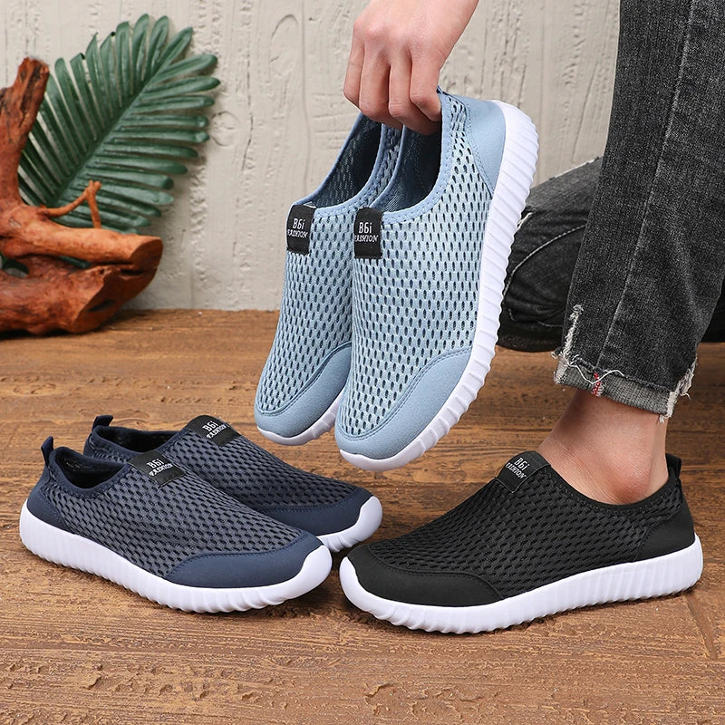Xajzpa New Men's Mesh Running Shoes Summer Breathable Lightweight Flat Shoes Women's Soft Walking Sports Shoes Zapatillas