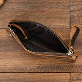 Xajzpa  Men Women's Leather Purse Cellphone Pouch Iphone Bag Single Zipper Long Purse Slim Wallet for Coins Man Woman for Card Cash