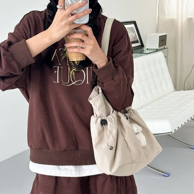 Xajzpa Comfortable Wearresistant Shoulder Bag Large Capacity Fashionable Versatile Nylon Tote Bag Student Class Simple Commuting Bag