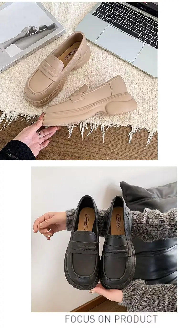 Xajzpa Retro Soft Bottom British JK Style Women's 2025 Spring New Slip on Casual Loafers Round Toe Flat Heel PVC Fashion Shoes