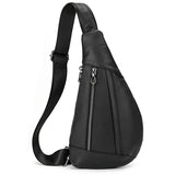 Xajzpa Soft genuine Leather Men's Chest Bag Male Mini Shoulder Crossbody Bag Anti Theft Chest Pack Men Outdoor Summer Sling Bag