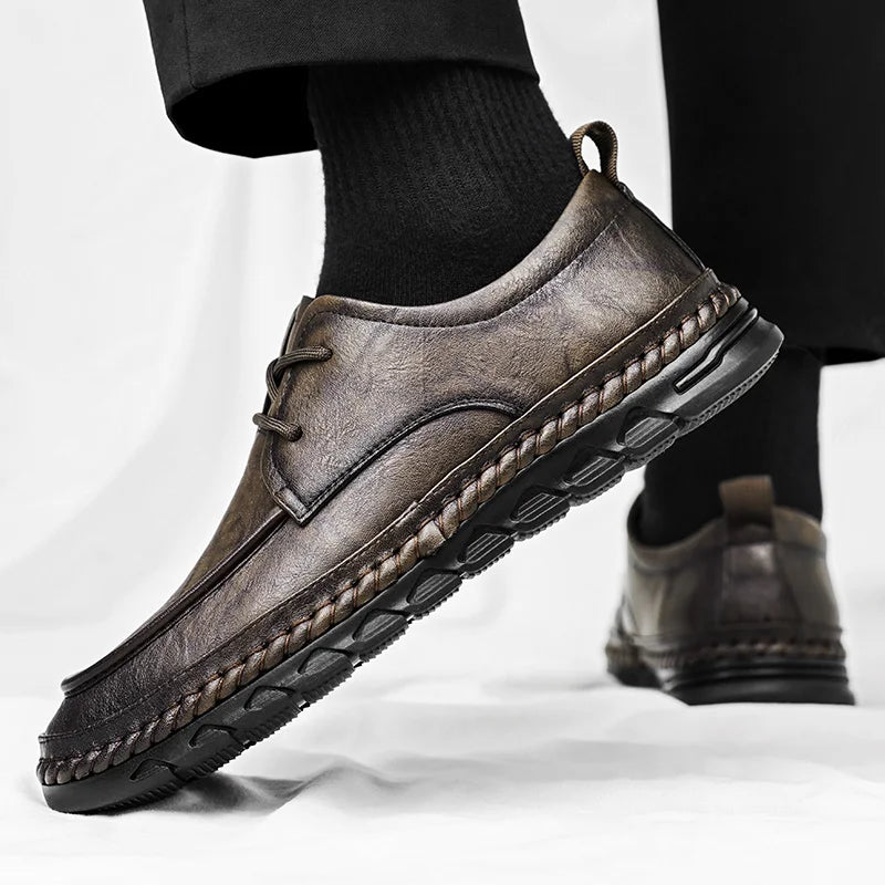 Xajzpa 2025 Brown Suede Derby Shoes Men's Thick Sole Lace-Up Casual Blue Suede Leather Dress Shoes Office High Quality Leather Shoes