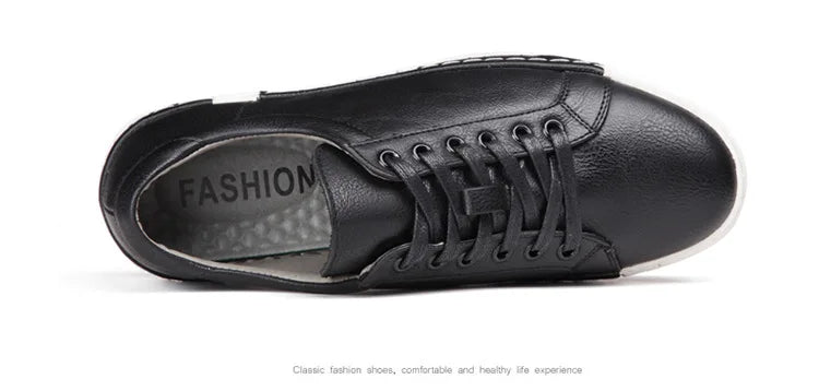 Xajzpa Men's Casual Leather Shoes for Men Fashion Four Seasons Breathable Lace-up Athletic Shoes Shallow Skate Shoes Large Sizes 38-48