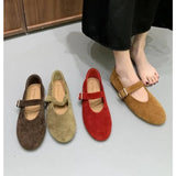 Xajzpa Autumn Fashion Flat Ballet Shoes Women Shallow Ballet Leather Round Toe Female Ballerina Soft Moccasin Mary Janes Shoes