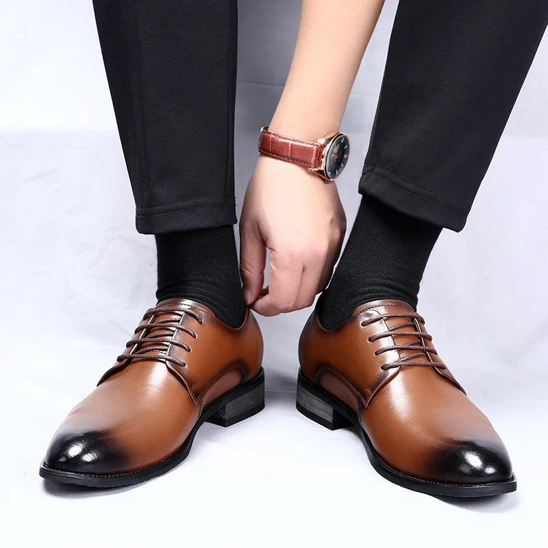 Xajzpa High Quality Handmade Oxford Dress Shoes Men Genuine Cow Leather Suit Shoes Footwear Wedding Formal Italian Shoes Hot