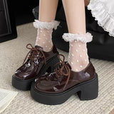 Xajzpa  Spring and Autumn Sexy and Elegant Cross-Strap Thick-soled Pumps Fashion New Round Toe Thick Heel Glossy Women's Shoes