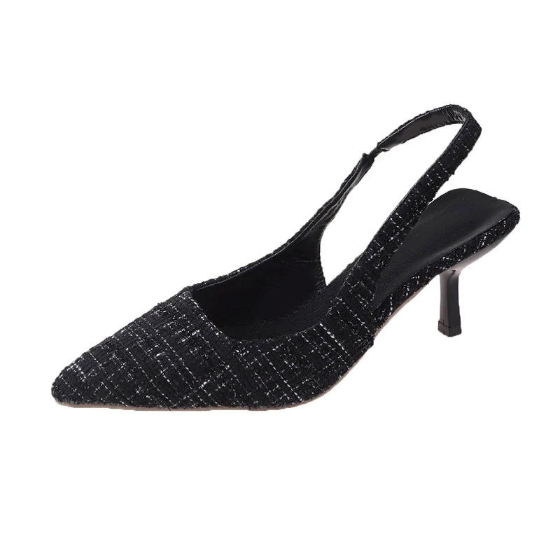 Xajzpa Brand Designer Slingbacks High Heels Pumps Women Pointed Blue Pointed Toe Party Shoes Summer Thin Heeled Sandals High Heel Shoes