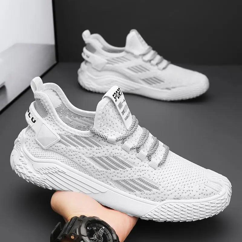 Xajzpa New Men's Shoes Flying Woven Mesh Sports Breathable Light Casual Sports Running Soft Sole Travel Shoes Sneakers Off White Shoes